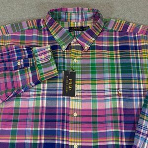 Polo Ralph Lauren Men's Big & Tall 3XB Madras Plaid Button Down Shirt Spring NWT